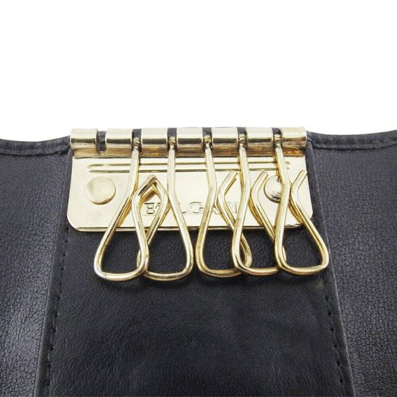 BVLGARI Key Case Herringbone Coating Canvas x Leather Authentic - Picture 9 of 11